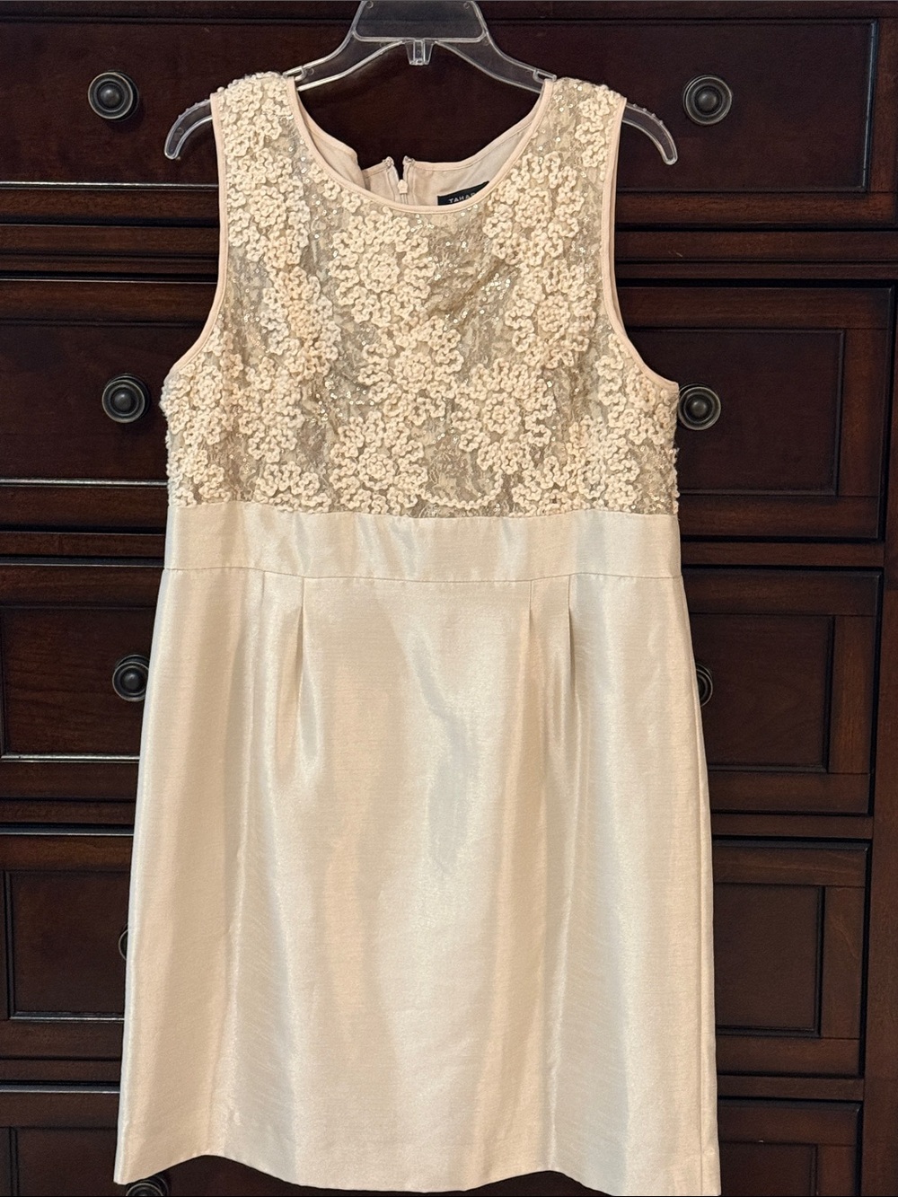 Elegant Champagne Lace Bodice Dress